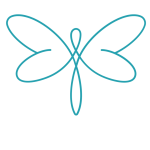 Living with Balance logo. Teal butterfly